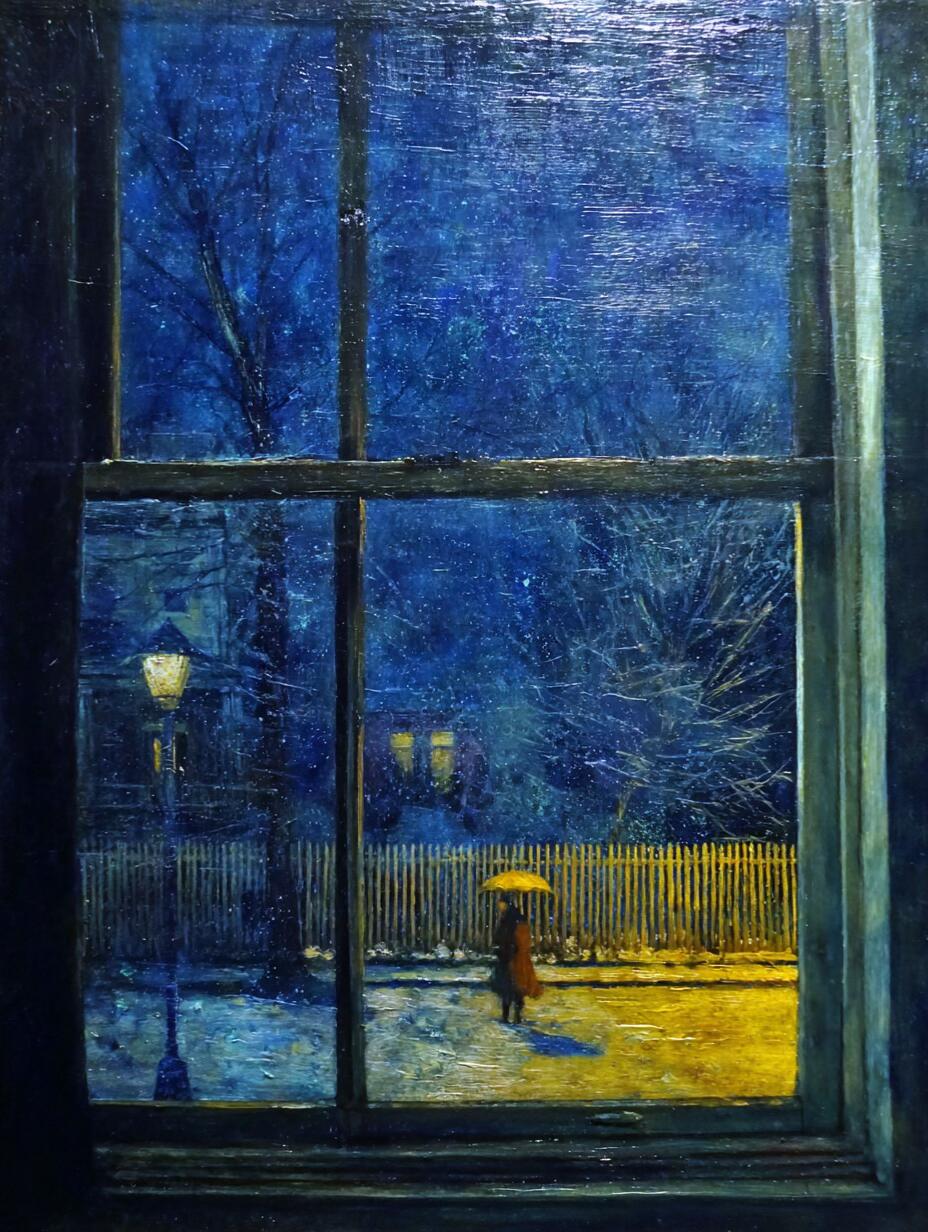 窗外的雪夜，伞下的微光